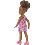 Mattel Barbie Chelsea Doll brunette Curly Hair Wearing One-shoulder Flower-print Dress and Pink Shoes DWJ33 / HGT07 194735056873