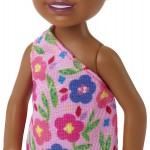 Mattel Τσελσι και Φιλες Barbie Chelsea Brunette Curly Hair One-Shoulder Flower-Print Dress And Pink Shoes DWJ33 / HGT07 19473505
