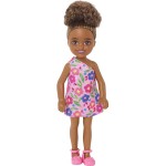 Mattel Τσελσι και Φιλες Barbie Chelsea Brunette Curly Hair One-Shoulder Flower-Print Dress And Pink Shoes DWJ33 / HGT07 19473505