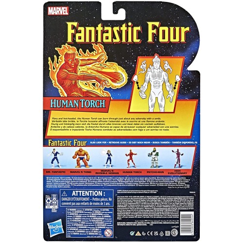 Hasbro Marvel Legends Series Retro Fantastic Four The Human Torch 6-Inch Περιλαμβάνει 5 Αξεσουάρ F0351 5010993842544