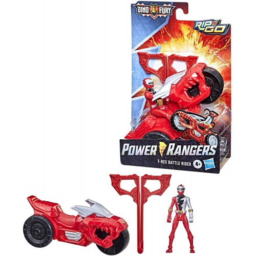 Hasbro Power Rangers Dino Fury Rip N Go T-Rex Battle Rider And Red Ranger 6-Inch-Scale Vehicle F3938 / F4213 5010993933549