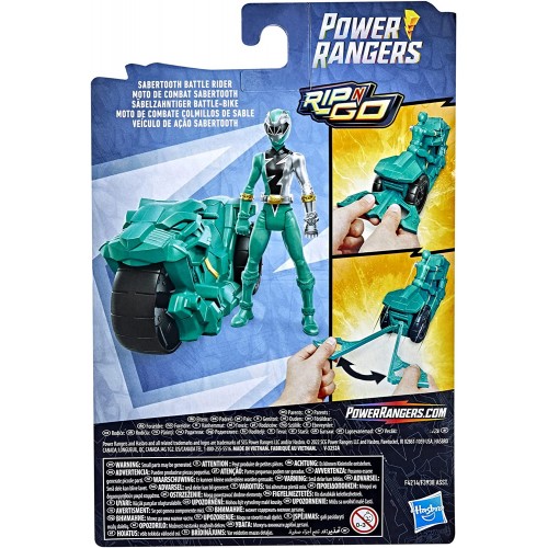 Hasbro Power Rangers Dino Fury Rip N Go Sabertooth Battle Rider And Green Ranger 6-Inch-Scale Vehicle F3938 / F4214 501099393355