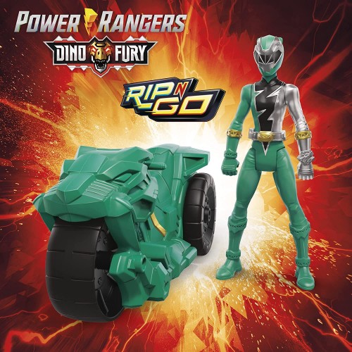 Hasbro Power Rangers Dino Fury Rip N Go Sabertooth Battle Rider And Green Ranger 6-Inch-Scale Vehicle F3938 / F4214 501099393355