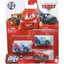 Mattel Disney Pixar Cars Mini Racers 3 Pack Raoul Caroule Carla Veloso μινι αυτοκινητακια - σετ των 3 GKG01 / HFC67 194735037568