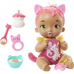 Mattel My Garden Baby Snack And Snuggle Kitten Interactive Hot Pink Doll HHP29 194735073764