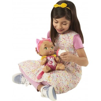 Mattel My Garden Baby Snack And Snuggle Kitten Interactive Hot Pink Doll HHP29 194735073764