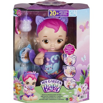 Mattel My Garden Baby Snack And Snuggle Kitten Interactive Hot Pink Doll HHP29 194735073764