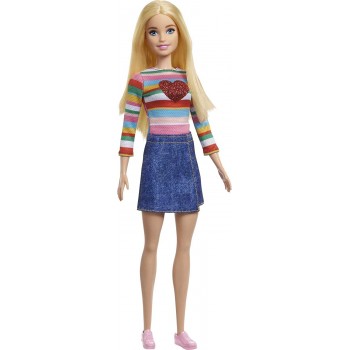 Mattel Barbie It Takes Two Malibu Roberts Doll Blonde Wearing Rainbow Shirt, Denim Skirt And Shoes HGT13 194735056996