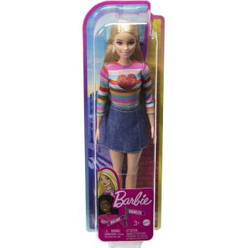 Mattel Barbie It Takes Two Malibu Roberts Doll Blonde Wearing Rainbow Shirt, Denim Skirt And Shoes HGT13 194735056996