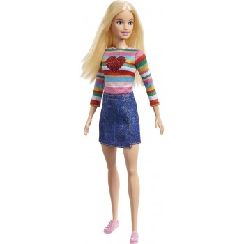 Mattel Barbie It Takes Two Malibu Roberts Doll Blonde Wearing Rainbow Shirt, Denim Skirt And Shoes HGT13 194735056996