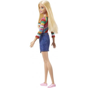 Mattel Barbie It Takes Two Malibu Roberts Doll Blonde Wearing Rainbow Shirt, Denim Skirt And Shoes HGT13 194735056996