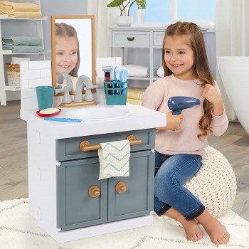 Little Tikes First Bathroom Appliances Έπιπλο Νιπτήρας Μπάνιου με 12 Αξεσουάρ Μπάνιου 657771EUC 050743657771