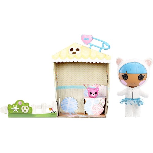 MGA Entertainment Lalaloopsy Littles Doll Bundles Snuggle Stuff And Pet Yarn Ball Bear, 7 Winter Doll With Blue/White Outfit And