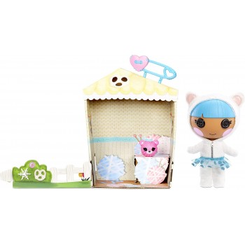 MGA Entertainment Lalaloopsy Littles Doll Bundles Snuggle Stuff And Pet Yarn Ball Bear, 7 Winter Doll With Blue/White Outfit And