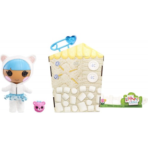 MGA Entertainment Lalaloopsy Littles Doll Bundles Snuggle Stuff And Pet Yarn Ball Bear, 7 Winter Doll With Blue/White Outfit And