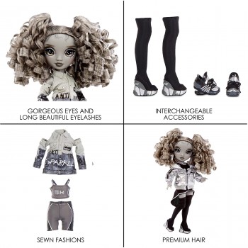 MGA Entertainment Rainbow High Shadow Series 1 Nicole Steel- Grayscale Fashion Doll 583585EUC 035051583585