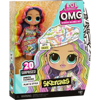 MGA Entertainment LOL Surprise OMG Sketches Fashion Doll With 20 Surprises 581857EUC 035051581857