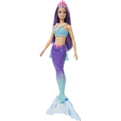 Mattel NEW Barbie Gorgon (Purple Hair) With Blue & Purple Ombre Mermaid Tail and Tiara HGR08 / HGR10 194735055821