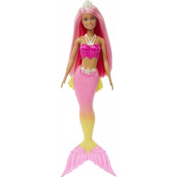 Mattel NEW Barbie Gorgon (Pink Hair) With Pink & Yellow Ombre Mermaid Tail and Tiara HGR08 / HGR11 194735055852