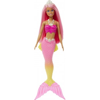 Mattel NEW Barbie Gorgon (Pink Hair) With Pink & Yellow Ombre Mermaid Tail and Tiara HGR08 / HGR11 194735055852