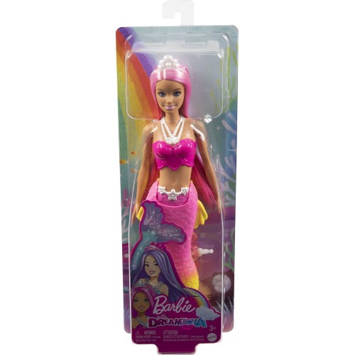 Mattel Νεα Barbie Γοργονα (Pink Hair) With Pink & Yellow Ombre Mermaid Tail and Tiara HGR08 / HGR11 194735055852
