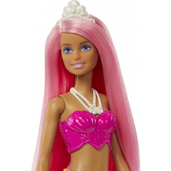 Mattel NEW Barbie Gorgon (Pink Hair) With Pink & Yellow Ombre Mermaid Tail and Tiara HGR08 / HGR11 194735055852