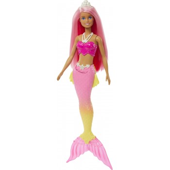 Mattel Νεα Barbie Γοργονα (Pink Hair) With Pink & Yellow Ombre Mermaid Tail and Tiara HGR08 / HGR11 194735055852