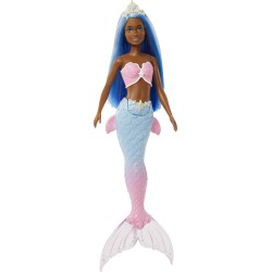 Mattel Νεα Barbie Γοργονα (Blue Hair) With Pink & Blue Ombre Mermaid Tail and Tiara HGR08 / HGR12 194735055814