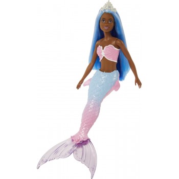 Mattel NEW Barbie Gorgon (Blue Hair) With Pink & Blue Ombre Mermaid Tail and Tiara HGR08 / HGR12 194735055814