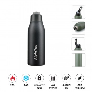 AlpinTec thermos 600Ml Fellow (Black) TH-600BL 4891321282024
