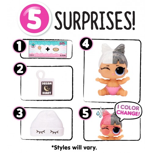 MGA Entertainment L.O.L. Surprise Glitter Color Change Κούκλα Αδερφούλα Lil Sis - 1 τμχ 585305EUC 035051585305