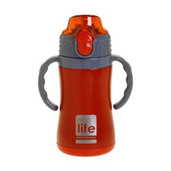 eco life Kids thermos Red 300ml Ανοξείδωτο παγουράκι θερμός με εσωτερικό καλαμάκι 33-BO-2999 5208009001942