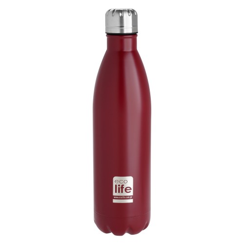 eco life Red Thermos (matte) 750ml Επαναχρησιμοποιούμενο θερμός με διπλά τοιχώματα, για κρύα & ζεστά ροφήματα 33-BO-3004 5208009