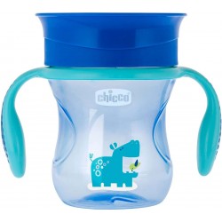 Chicco Perfect Cup First Glass Κύπελλο με Λαβές 200 Ml,  12+ Months - Μπλε F04-06951-20-01 8058664070060