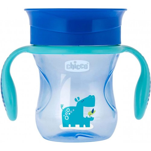 Chicco Perfect Cup First Glass Κύπελλο με Λαβές 200 Ml,  12+ Months - Μπλε F04-06951-20-01 8058664070060