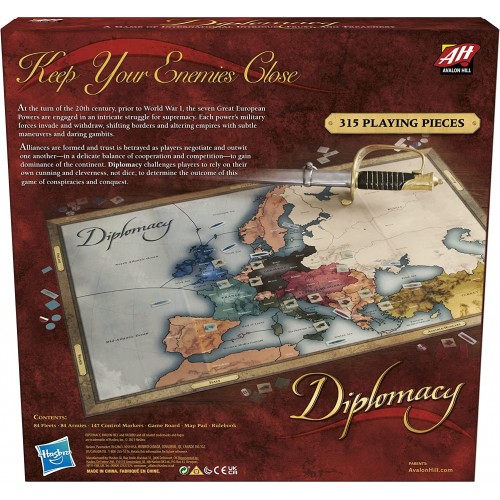 Hasbro Avalon Hill Diplomacy Cooperative Επιτραπέζιο Παιχνίδι Στρατηγικής F3155 5010993911288