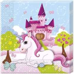 PROCOS Napkins Unicorn, 20 Pieces, Groe 33 X 33 Cm, Paper Napkins With Motif, Table Decoration, Mouth Cloth, Party, 085673 52011