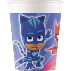 PROCOS Party Cup PJ Mask, Max. FLL Quantity 200 Ml, 8 Pcs, One-Way Cup Of Paper, Children's Birthday 093476 5201184934760