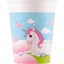 PROCOS Party Cup Unicorn, Max. FLL Quantity 200 Ml, 8 Pieces, One-Way Cup Of Paper, Childrens Birthday 093463 5201184934630