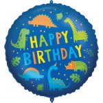 PROCOS Foil Balloon Happy Birthday Dino, Groe 46 Cm, Helium, Balloon, Dinosaur, Birthday, Decoration, Gift 092427 5201184924273