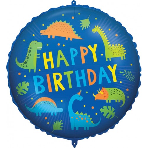 PROCOS Foil Balloon Happy Birthday Dino, Groe 46 Cm, Helium, Balloon, Dinosaur, Birthday, Decoration, Gift 092427 5201184924273