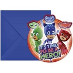 PROCOS Invitation Cards With Envelopes PJ Mask, 6 Pieces, Childrens Birthday Party 088635 5201184886359