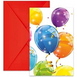 PROCOS Invitation Cards, Sparkling Balloons, 6 Pieces, Birthday, Motto Party 088153 5201184881538