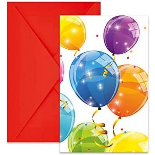 PROCOS Invitation Cards, Sparkling Balloons, 6 Pieces, Birthday, Motto Party 088153 5201184881538