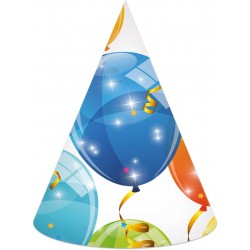 PROCOS Party Hat, Sparkling Balloons, 6 Pieces, Headgear, Birthday, Party Decoration, Theme Party 088157 5201184881576