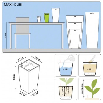 Lechusa LECHUZA ΑΥΤΟΠΟΤΙΖΟΜΕΝΗ ΓΛΑΣΤΡΑ MAXI-CUBI White High-Gloss All-In-One Set 18050 4008789180506