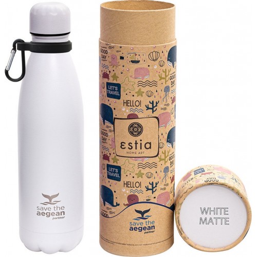 Estia Thermos Travel Flask Save The Aegean 500Ml Matte White 01-9014 5207158009014