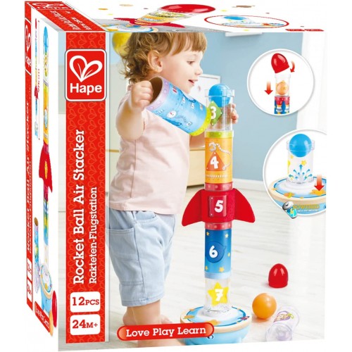 Hape Early Explorer Ξύλινος Πύραυλος Rocket Ball Air Stacker E0387B 6943478032729