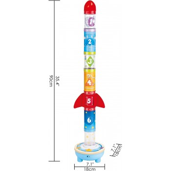 Hape Early Explorer Ξύλινος Πύραυλος Rocket Ball Air Stacker E0387B 6943478032729