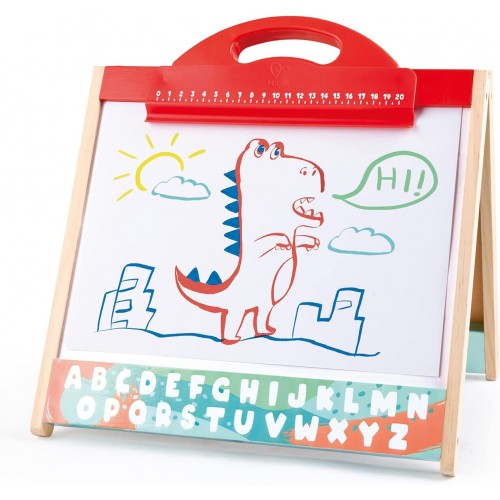 Hape 3 In 1 Tabletop 2 Sided Standing Artwork Easel Blackboard And Magnetic Erasable Whiteboard E1062A 6943478034723